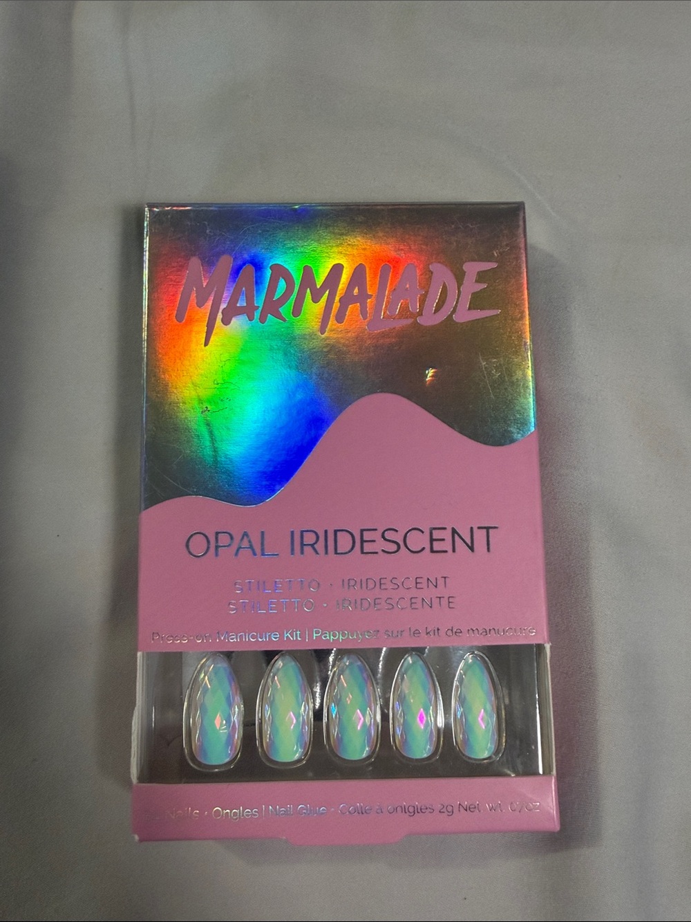Marmalade Opal Iridescent Stiletto Press-On Nails - Pink Holographic